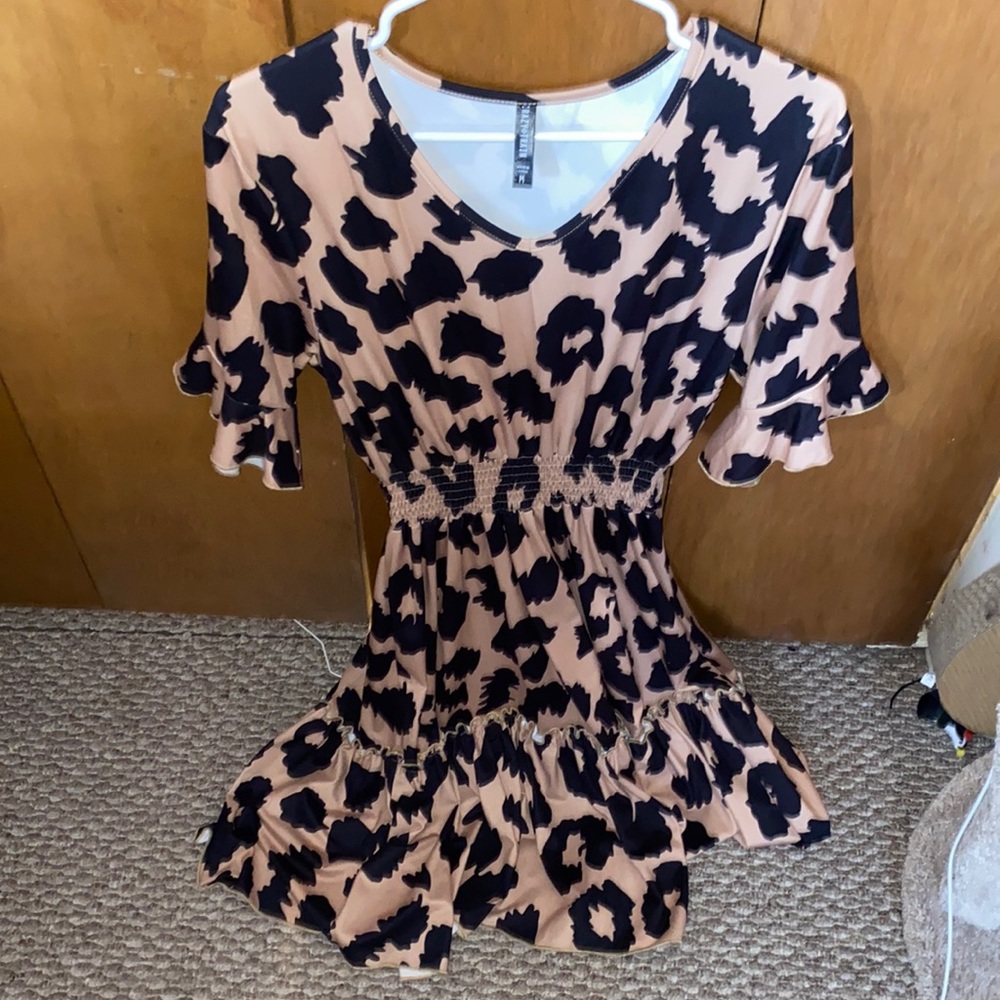Medium dress from Crazy Train, flowy with leopard print